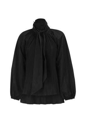 Max Mara pleated neck-bow blouse - Black