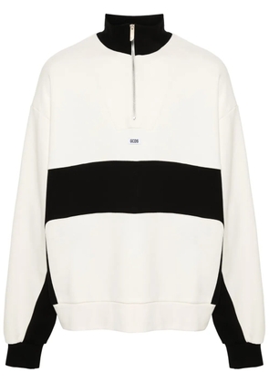 GCDS logo-appliqué half-zipped sweatshirt - Neutrals