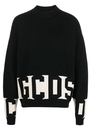 GCDS ribbed-knit logo-print jumper - Black