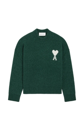 AMI Paris crew-neck alpaca sweater with Ami de Coeur - Green