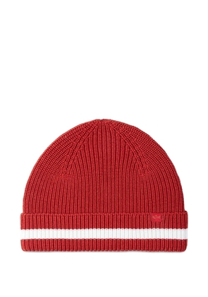 Paul & Shark ribbed striped beanie hat - Red