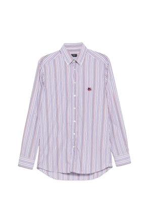 ETRO striped embroidered-logo shirt - White