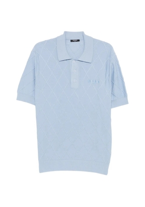 Balmain diamond-knit logo-embroidered polo shirt - Blue