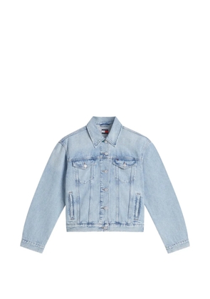 Tommy Jeans flag-patch faded denim jacket - Blue
