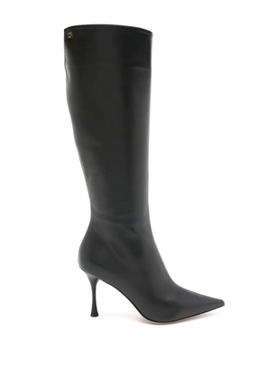 Gianvito Rossi pointed-toe leather knee boots - Black