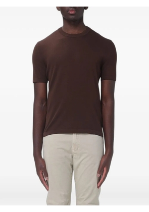 BROOKSFIELD short-sleeve crew-neck sweater - Brown