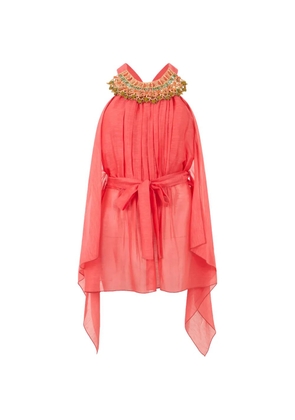 Alberta Ferretti bead-embellished belted blouse - Pink
