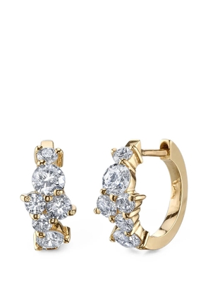 Sydney Evan diamond cocktail huggie earrings - Gold