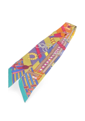 Hermès Pre-Owned Twilly equestrian-print scarf - Yellow