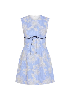 Markarian Bonnie floral-embroidered striped mini dress - Blue