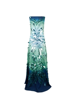 Alberta Ferretti sequin-embellished silk maxi dress - Blue