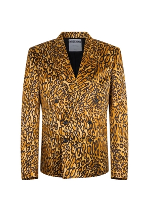 Moschino leopard-print double-breasted blazer - Yellow