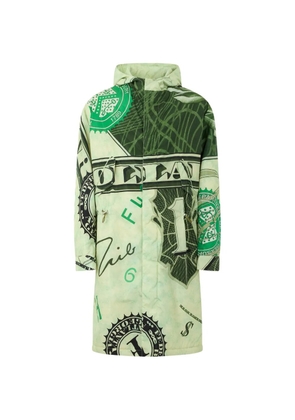 Moschino banknote-print hooded coat - Green