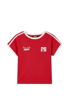 Mini Cream logo-print raglan-sleeve T-shirt - Red