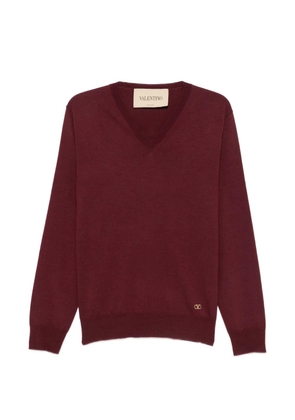 Valentino Garavani V-neck logo-plaque sweater - Red