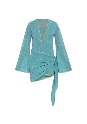 Oséree long-sleeved draped-skirt mini dress - Blue