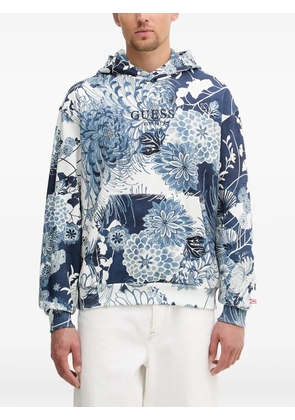 GUESS USA floral-print hoodie - Blue