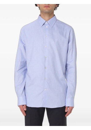 Emporio Armani micro-checked cotton shirt - Blue