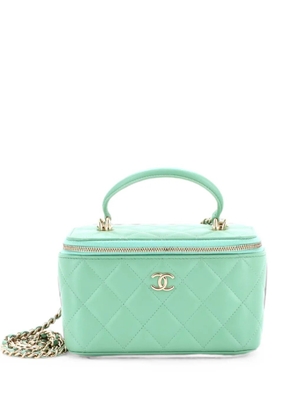 CHANEL Pre-Owned Classic Top Handle Vanity Case with Chain Quilted Lambskin Small crossbody bag - Green