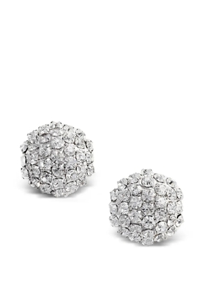 Self-Portrait crystal-embellished flower earrings - Silver
