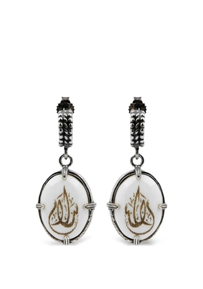 Gem Kingdom peace-engraved bone earrings - Silver