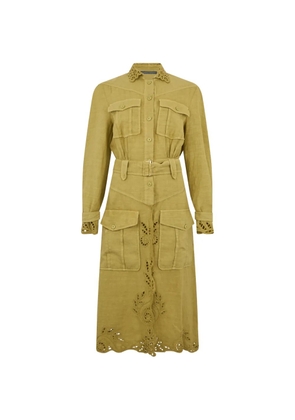 Alberta Ferretti broderie-anglaise belted mini dress - Green