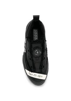 Y's frayed-edge platform sneakers - Black