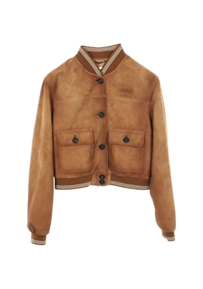 Miu Miu Pre-Owned 2010s logo-detail leather jacket - Brown
