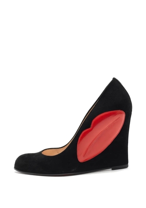 Christian Louboutin Pre-Owned lip-patch wedge pumps - Black