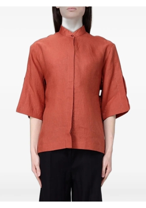 Colmar mandarin-collar linen shirt - Orange