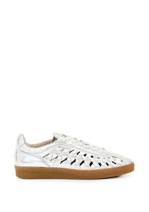 AllSaints leather woven metallic sneakers - Silver