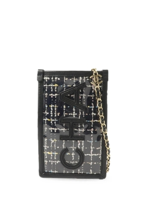 CHANEL Pre-Owned CC tweed phone-pouch mini bag - Black
