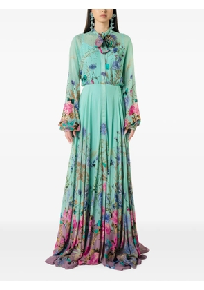 MIAU by Clara Rotescu floral-print pussy-bow maxi dress - Blue