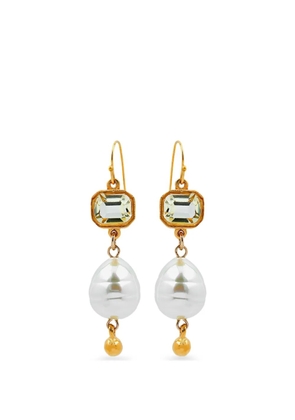 Ben Amun Kos crystal pearl-drop earrings - White