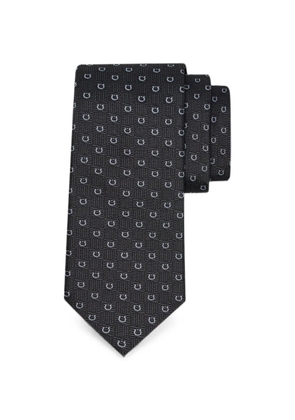 Ferragamo Gancini silk jacquard tie - Black