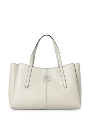 BOSS pebbled-texture logo-patch tote bag - Neutrals