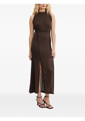 GUESS USA lace-trim open-back midi dress - Brown