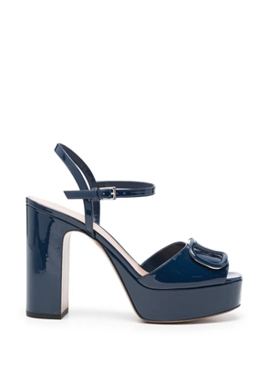 Valentino Garavani VLogo Signature patent-leather platform sandals - Blue