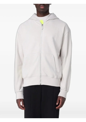 DISCLAIMER logo-print zip-up hoodie - Grey