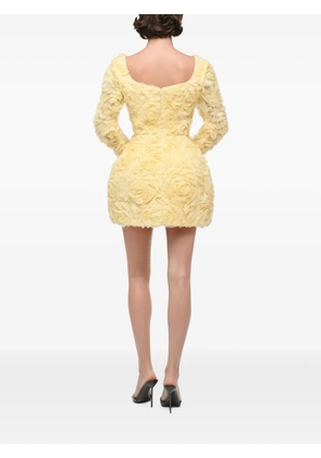 ANOUKI floral-appliqué bow-detail mini dress - Yellow