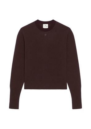 Courrèges logo-patch crew-neck sweater - Brown