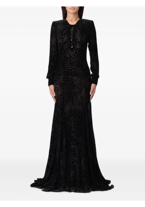 Elisabetta Franchi leopard-pattern lace-up maxi dress - Black