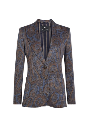 ETRO paisley-pattern single-breasted blazer - Blue