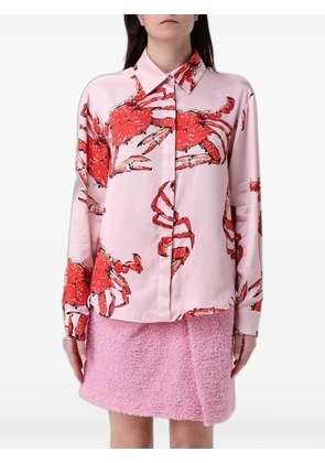 MSGM crab-print long-sleeve shirt - Pink