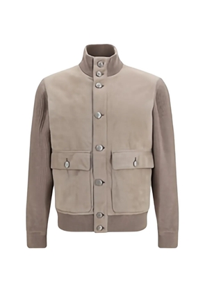 Brunello Cucinelli high-neck suede jacket - Brown