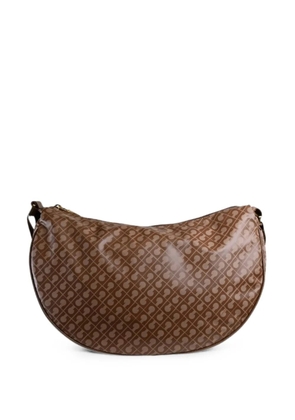 Gherardini logo-print crescent tote bag - Brown