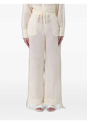 120% Lino drawstring palazzo pants - Neutrals