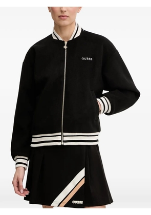 GUESS USA logo-embroidered striped-trim jacket - Black