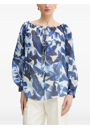 GUESS USA leaf-print ruffled blouse - Blue