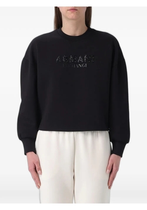 Emporio Armani rhinestone-logo sweatshirt - Black